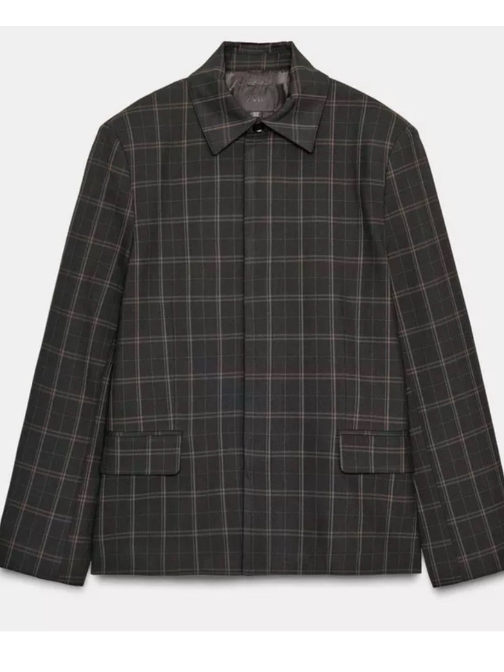 Zara Dark Gray Plaid Blazer Jacket